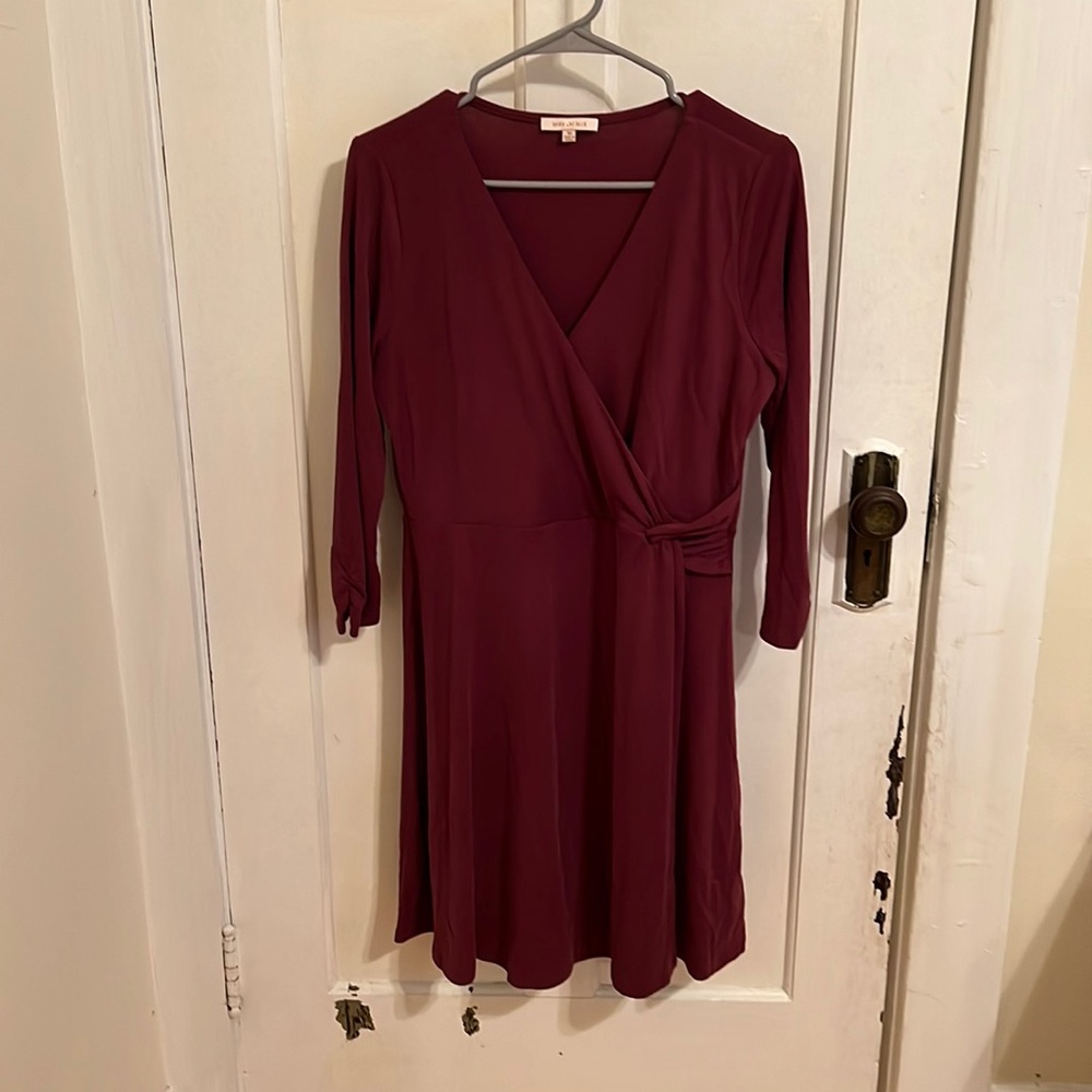 Medium skies are blue faux wrap dress